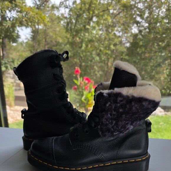 Dr. Marten's Aimilita Combat Boots Faux Fur Lining - Picture 3 of 6